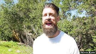 Buxomy she-creature Haven Rose anal invasion drilled by dudes knob outdoors