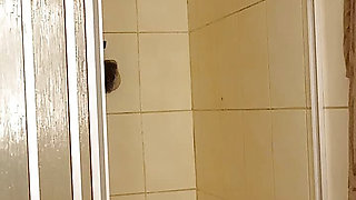 Enjoying my pussy too.much in and out of the shower the ducking off my step bros cock