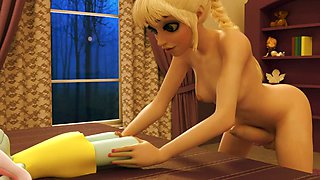 Sexy FUTA dickgirl fucks her little doll - 3D Cartoon Animation