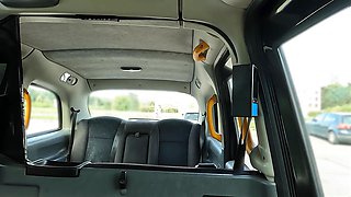 Faux taxi - small london young with narrow figure teases driver before fighting to take his huge cock inwards her vagina