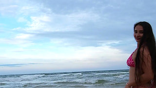 Sexy Pink Bikini and My Nice Chill on White Sand Beach