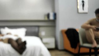 Cute amateur asian web cam girl playing with her toy