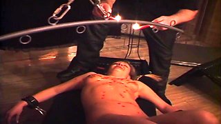 Extreme BDSM Submissive Slut Spanking Rope Bondage Punishment Whipping and Hot Candle Wax Punishment