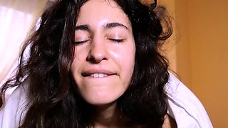 Cute curly brunette solo webcam masturbation