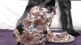 Smoking Mistress and Cake From Boot Soles POV Clip, Lady Victoria Valente