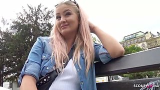 German Scout Picks Up Curvy College Teen for Street Casting - Big Tits & Hairy Pussy