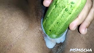 Filipina Teen MsMocha Squirts Hard Using Big Cucumber Masturbation