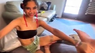 Interracial blowjob for brunette sucking big black cock