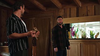 Ember Snow gets her bald pussy railed by two cocks