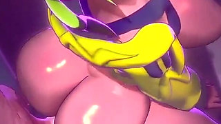 Thicc Big Breast Fat Ass Colorful Slut Gets Hard Backshots with Creampie