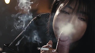 POV: Japanese Girl Blows Smoke While Sucking Cock - Emiri Momota Smoking Cigarette Fetish