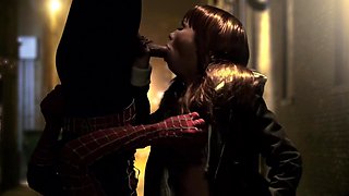 Role play extreme in Spider Man parody combines with harsh sex