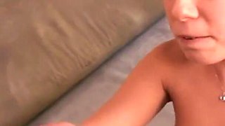 Sexy chick with perfect body gets slammed on the couch