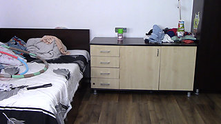 Sexy wife workout at home naked.