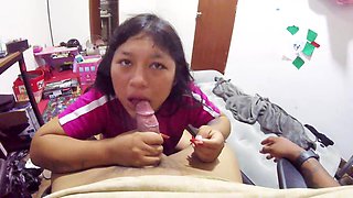 I found my stepsister in her room, she asks me for help and I end up shooting cum in her asshole.