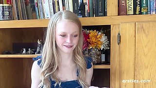 Nervous platinum-blonde first-timer enjoys sexy discipline sessions