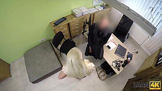 LOAN4K. Busty blonde Blanche gives herself to loan agent in office