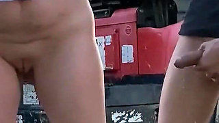 Fucking on Tractor Outdoors, Fill Me up Cum & Piss
