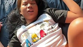 18yo Small Thai Teen Fucked by a White Cock and Try to Swallow Cum