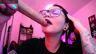 MB  Cute Sloppy Dildo Blow with Glasses