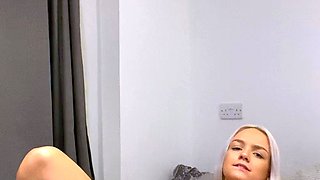 Blonde tight pussy babe solo toy fun in glamour masturbation