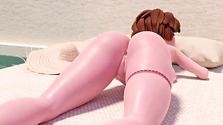 A MILF Gets Pounded By A Stud Near A Shimmering Pool In The Summer Heat - Cartoon sex with anal creampie