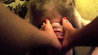 Sensual wife has a kinky guy licking her sexy feet POV style
