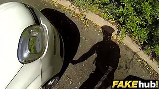 Faux cop copper cums over geeky females glasses in the sun