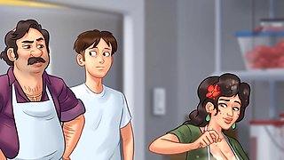 Raunchy anime cartoon features monster and sexy stepmom getting involved in wild action