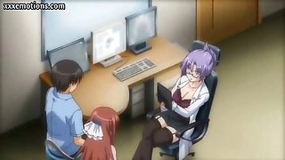 Anime with glasses riding a penis
