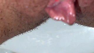 Compilation of Pussy Pissing with a Pad Close-up! Urine in the Toilet! POV!