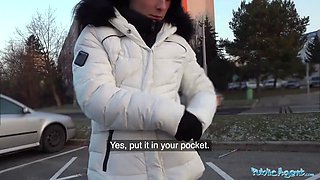 Public agent multiple ejaculations as narrow moist warm cunt strokes agents balls