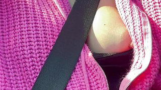 Italian Big Tits Milf Artemisia Love Flashing her Juicy Boobs while driving around