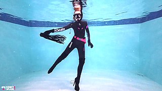 Underwater Wetsuit Dominatrix Tease in Heels