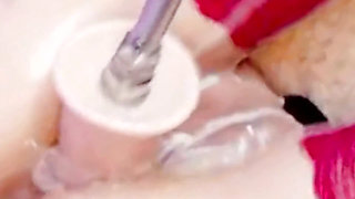 Fucking a Creamy Pussy with a Big Dildo
