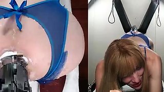 Busty Big Tits Blonde Tranny Jerks off her Cock