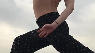 Beach Yoga in Bikini Top