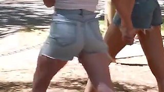 Fit Blonde Gets Her Panties Pulled Aside for Cunnilingus and Fingering by Her Hairy Girlfriend