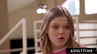 ADULT TIME - Nasty Stepsister Coco Lovelock Has First SQUIRTING ORGASM From Stepbro! FULL SCENE!
