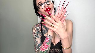 Red Long Nails, Sharp Stilettos, Long Fingers Sucking, Lace Lingerie on Me