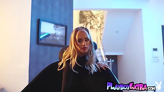 Petite nude blond hair babe posing in long boots