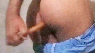Desi boy wooden toy try in ass full enjoying
