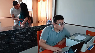 My cuckold husband works while I fuck my stepson hard. Fantasy with my stepmother.