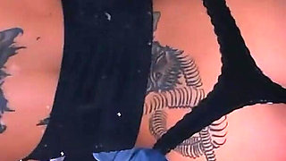 Sexy College Tattoed Babe with Perfect Ass Giving Blowjob