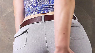 Amateur MILF in Tight Shorts and Full Back Panties Tease Visible Panty Line