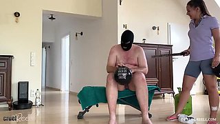 German Mistress Humiliates Slave With Cruel CBT & Spanking Punishment - Try Not To Laugh!