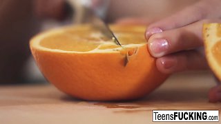 Sweet Katty West brings him breakfast and pussy in bed