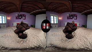 Lovely Petra Flaunts Off Her Covered-Nylon Feet In Her Bedroom - Hot Brunette With Great Legs Solo Vr Foot Fetish