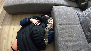 A Lot of Cum on My Down Jackets While Wearing Long Boots and Sexy Clothes 212