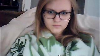 Blonde Teen With Glasses Shows Off On Webcam